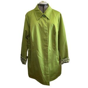 Dennis Basso Green & Leopard Print Reversible Jacket Womens 2X Elegant Dressy